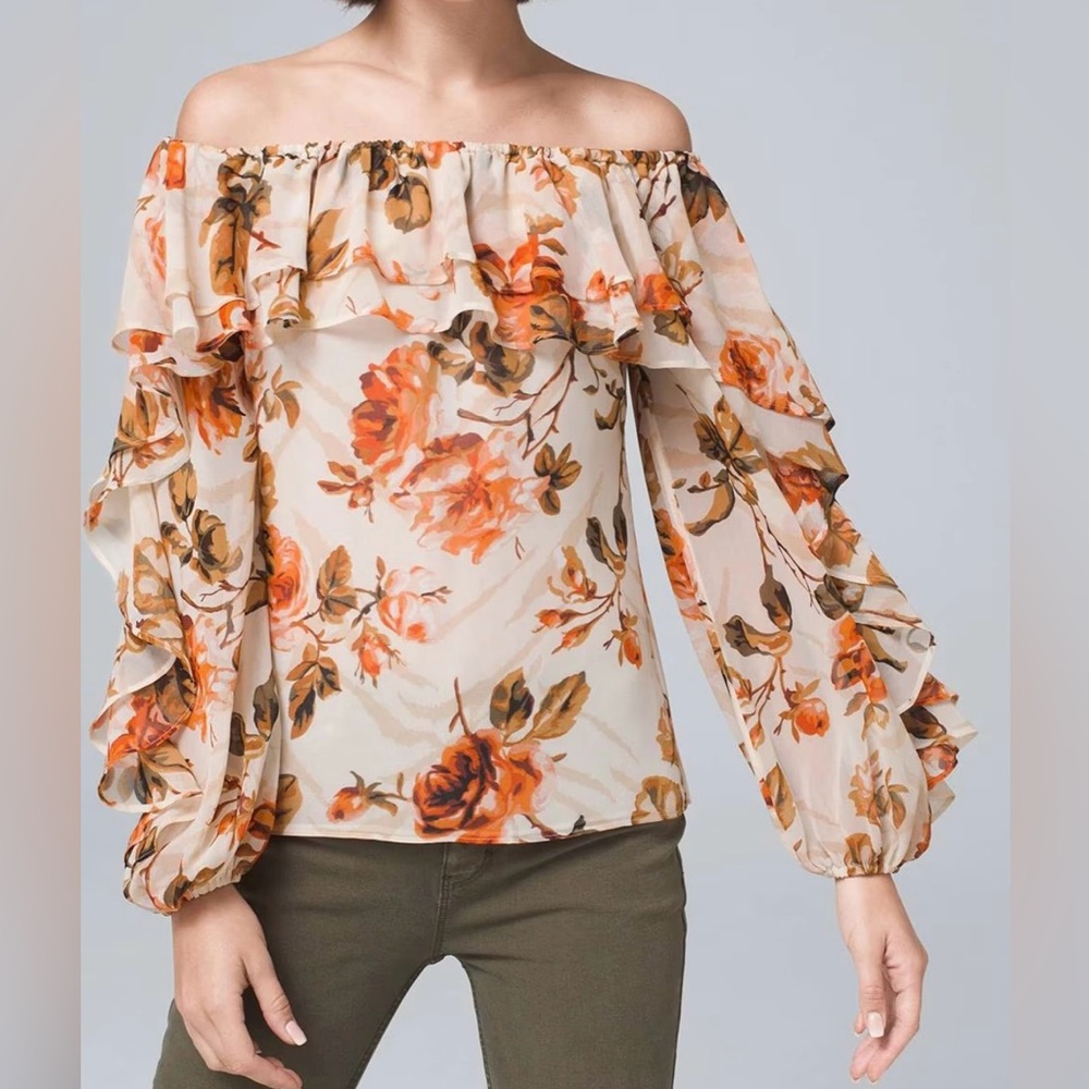 WHBM- NWT: FLORAL-PRINT OFF-THE-SHOULDER BLOUSE